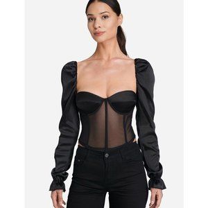 OW Intimates Shae Puff Top Black Caviar Corset